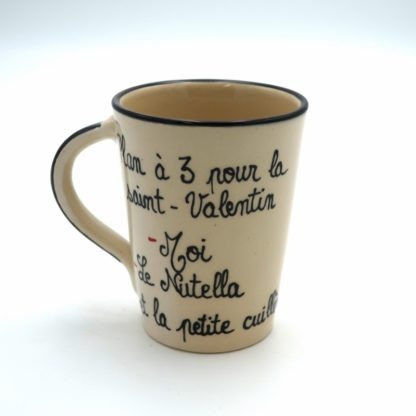 Mug "Plan à 3 pour la Saint Valentin, Moi, le Nutella et la petite cuillère"