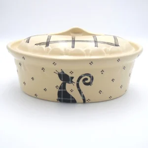 Terrine ovale chat noir