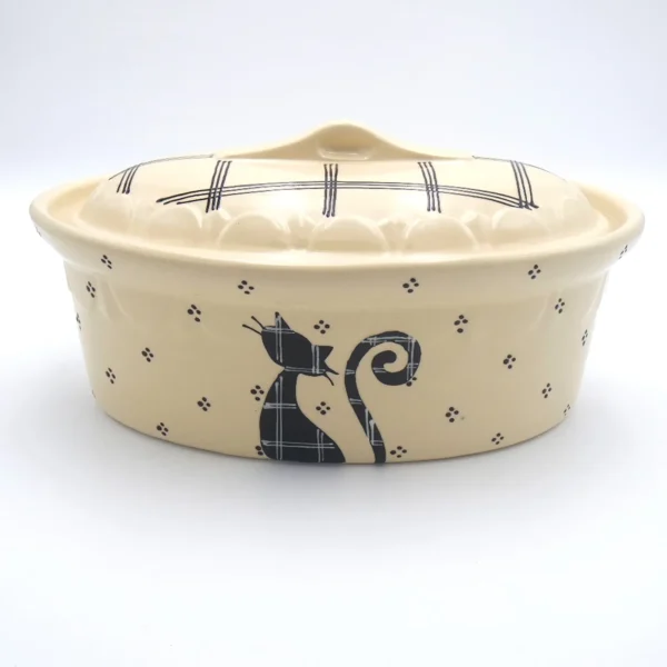 Terrine ovale chat noir