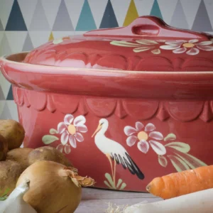 Terrine ovale cerise cigogne