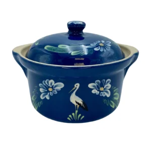 Marmite ronde bleu jean cigogne