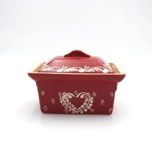 Terrine rectangulaire cerise cœur frise