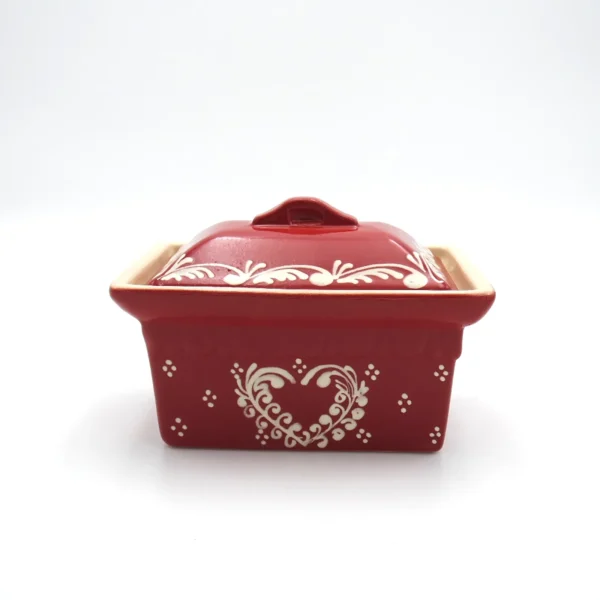 Terrine rectangulaire cerise cœur frise