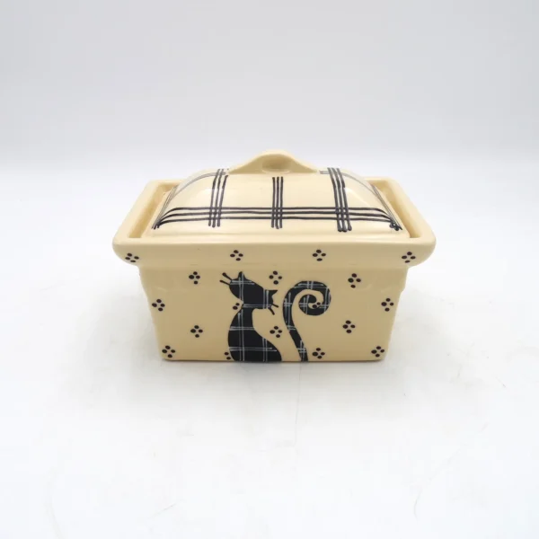 Terrine rectangulaire chat noir