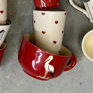 Tasse jumbo cerise cigogne