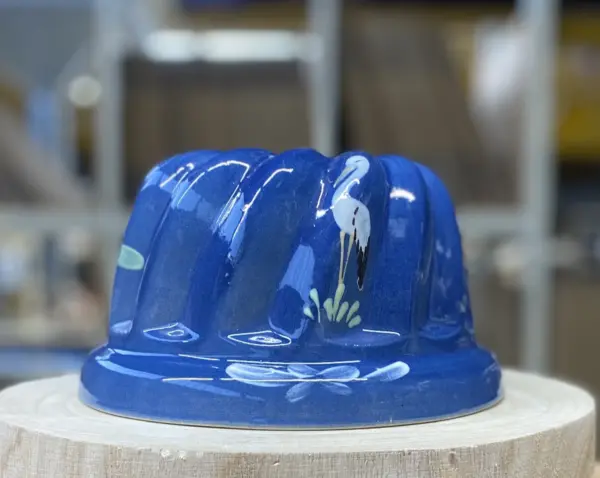 Kougelhopf bleu jean cigogne