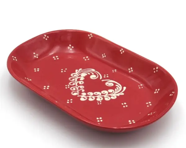 Plat de service cerise cœur frise